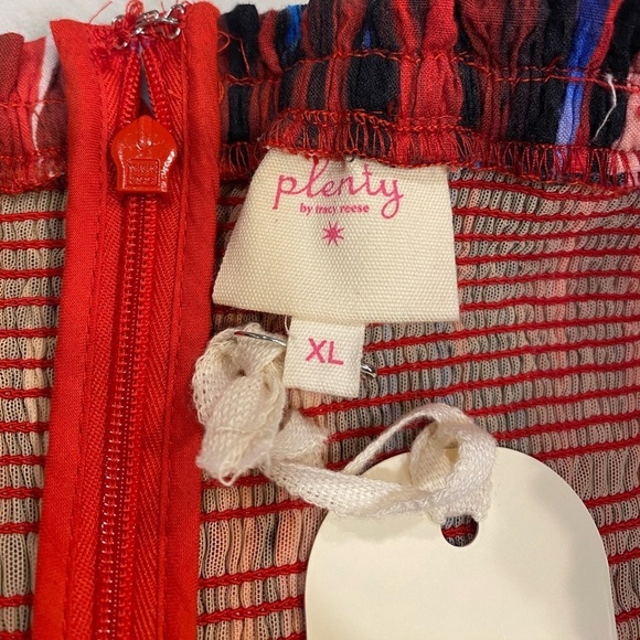 Anthropologie Plenty Strapless Tiered Mini Size XL Red Ikat - Picture 9 of 15